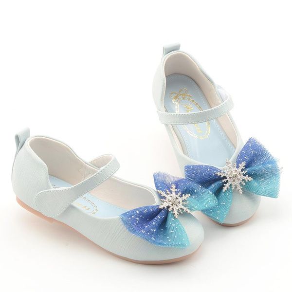 

girls flats leather shoes for medium big kids children dress shoes for party wedding ball lace bow-knot with snow flake princess, Black;grey
