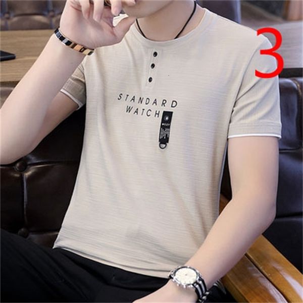 

short-sleeved 2021 t-shirt male summer new korean version of the self-cultivation trend round neck printing tide brand ice silk 2ort, White;black