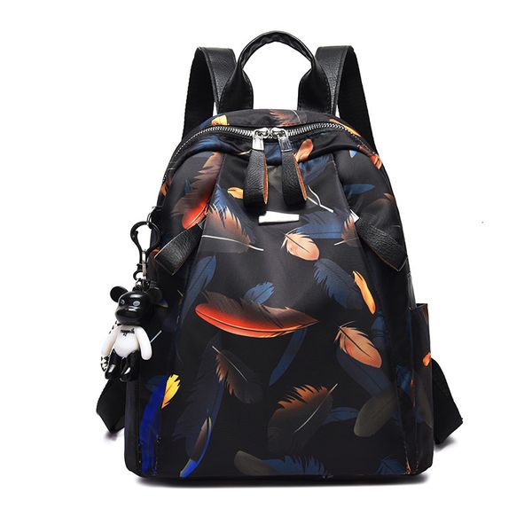 

handbag summer lightweight backpack women's korean printing leisure anti theft large capacity travel bag, Black;red
