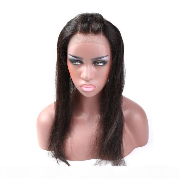 

greatremy 360 lace band frontal closure hairpiece 22*2 inch brazilian hair 100% unprocessed virgin human hair straight lace frontal closure, Black