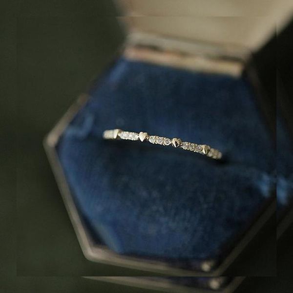 

cluster rings rose ins female small stone ring boho heart engagement finger band fashion cute promise for women anel m4, Golden;silver