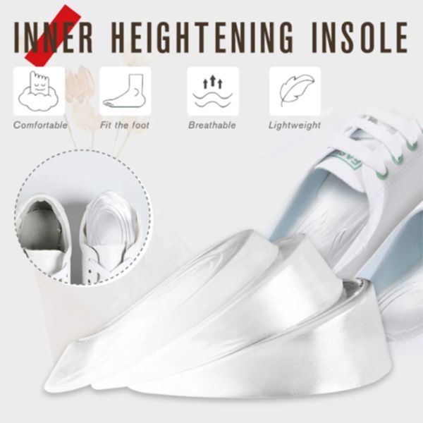 

1 pair gel inner heightening insole soft elasticity shock absorption decompression heel cushion can csv