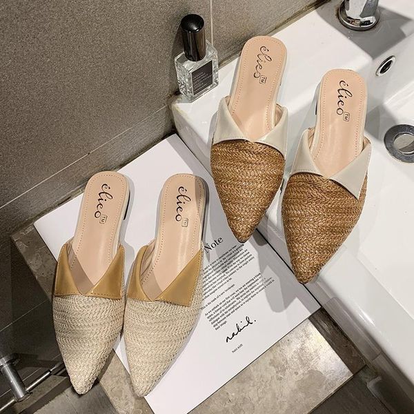 

2021 summer fashion women 5cm beige high heels slippers closed toe block heels slides mules outdoor sandals party shoes, Black