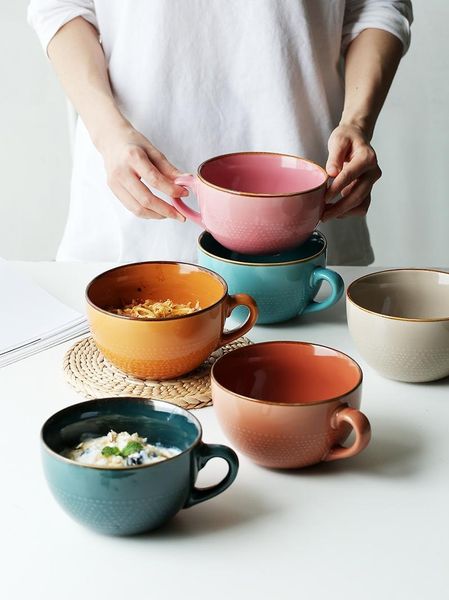 

mugs european ceramic cup household tableware microwave oven home decoration breakfast dessert oatmeal restaurant crafts