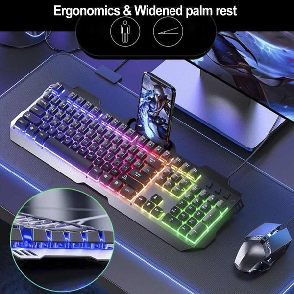 

104 keys gaming mechanical keyboard mouse set rgb backlit wired keyboard gaming mouse rgb backlit led usb for gamer pc laptop