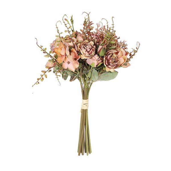 

decorative flowers & wreaths artificial rose hydrangea simulation plants realistic bouquet home holiday wedding decoration plastic roses