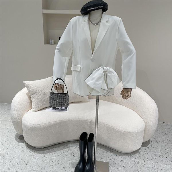 

women's suits & blazers spring summer 2021 fashion blazer with diamond edge and big bow design long sleeve suit coat, White;black