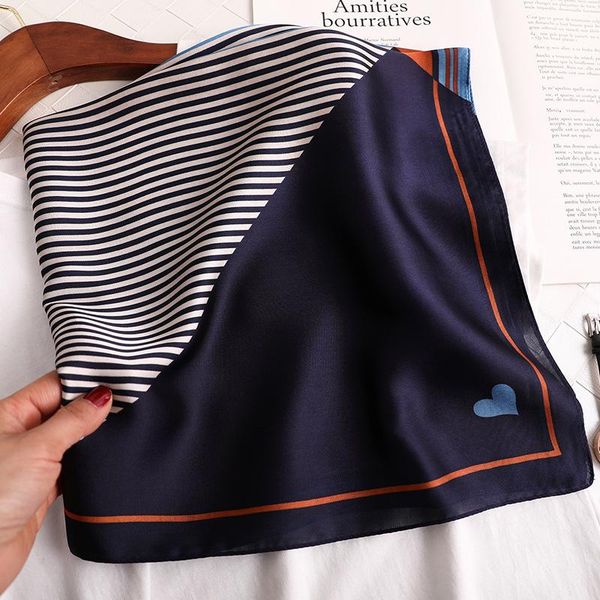 

scarves 2021 silk scarf square women shawls and wraps fashion dot print office small hair neck hijabs foulard gift for girl, Blue;gray