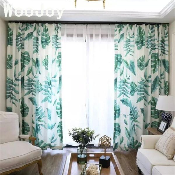 

curtain & drapes c1010 nordic green leaves linen window curtains panel for living room tulles blinds