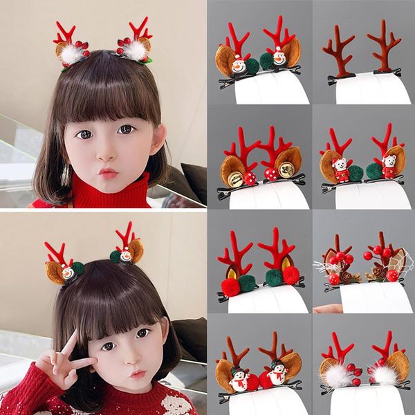 

hair accessories christmas headdress girls cute antlers hairpin hairy pine cone hairpins children's clip bands gift, Slivery;white