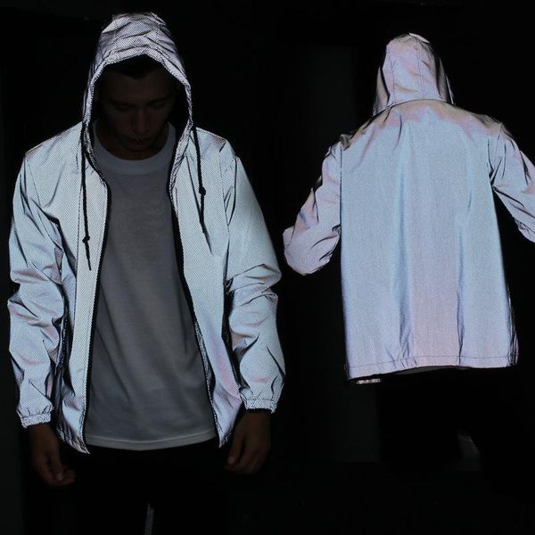 

men's trench coats zipper jacket luminous windproof hip-hop hooded waterproof, Tan;black