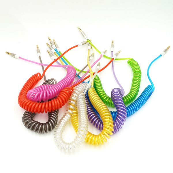 

spring aux cable 3.5mm to 3.5mm 1m 3ft retractable extension spiral stretch crystal aux audio cable for cellphone