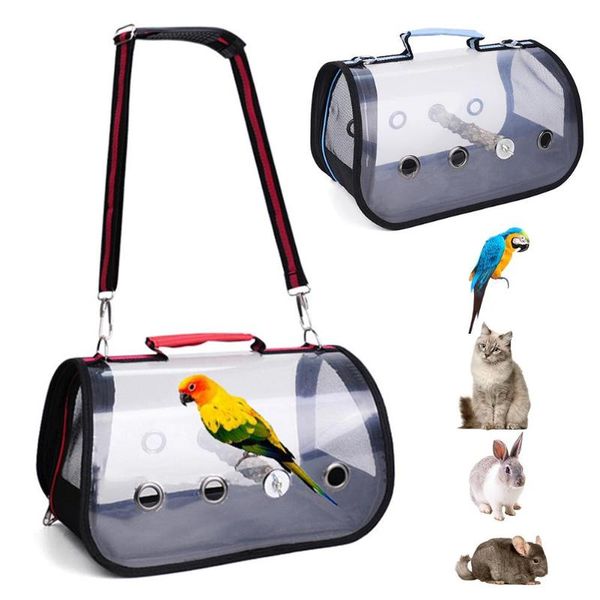

bird cages portable clear cage handheld car lightweight pvc breathable parrots cover airy travel bag pet supply