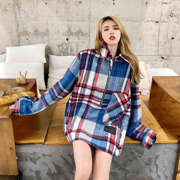 

we11done 20fw early autumn wool nipi plaid shirt weldone same loose coat, Black