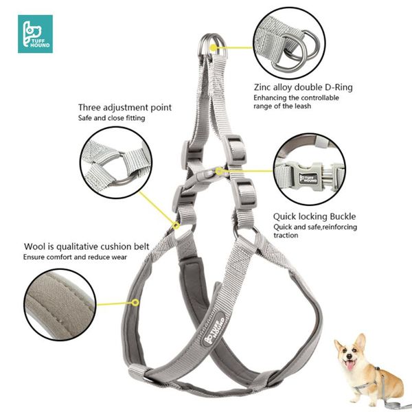 

dog collars & leashes tuffdound nylon heavy harness pet collar adjustable padded extra big large medium small harnesses vest husky teddy pup