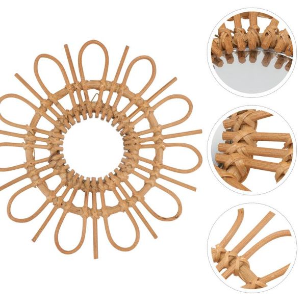 

mirrors 1pc decorative woven mirror home make-up creative wall decor light brown