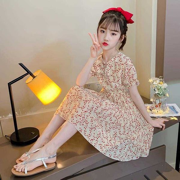 

chiffon dress girls summer 2021 new girl fashion princess elegant dress 9 to 2 years party dresses for girls baby summer clothes, Red;yellow