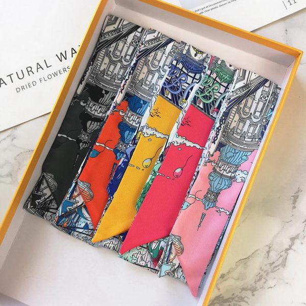 

new original tarot letter handbag silk scarf bag handles tied bag ribbon small scarf women headband wholesale, Blue;gray