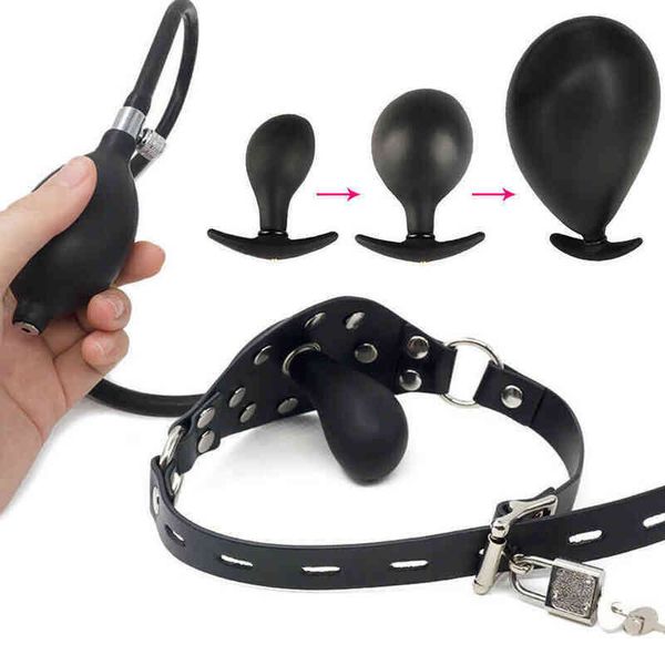 Nxy Spielzeug für Erwachsene, aufblasbarer Dildo, Knebel, Pumpe, Biss, Ball, Mund, Plug, Ledergeschirr, oral, fest, Fetisch, Schloss, Knechtschaft, Paar, Sex, Analspielzeug, 1207