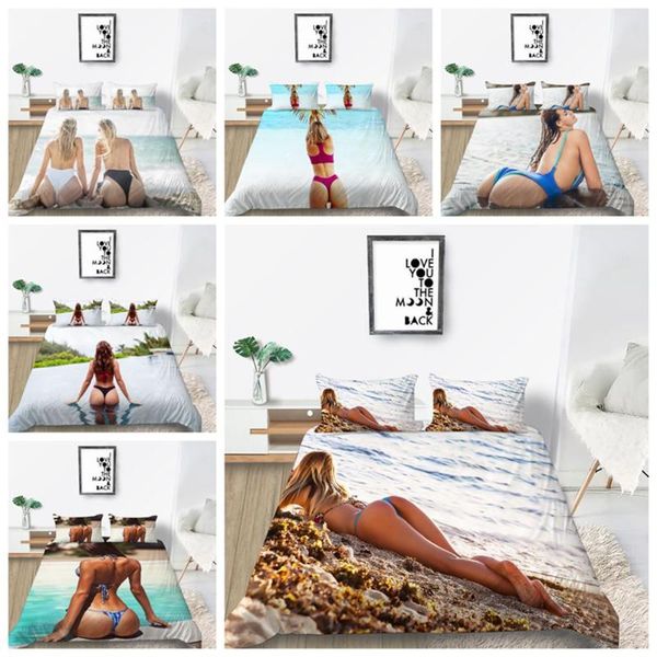 

bedding sets 2/3pcs/set design bikini women printing soft for girls/boys/adult