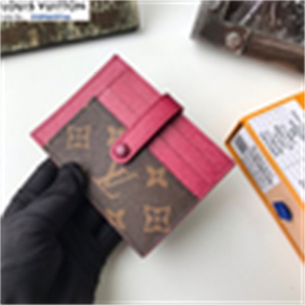 

holders brand designer wallet luxury m66532 key printed card pouches holder burgundy phone women real leather card long wallets chain cases, Red;black