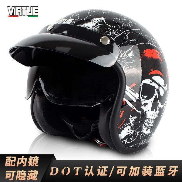 

motorcycle helmets electric helmet retro with endoscope half bubble mirror dot standard double d buckle
