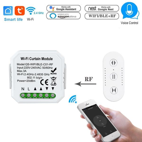 

smart home control tuya wifi curtain roller blinds shutter automatic rf switch module remote with alexa google