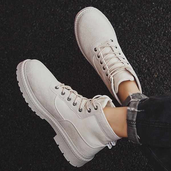 

men ankle boots outdoor leather autumn spring non-slip walk male casual flats shoes sneakers fashion comfortable, Black