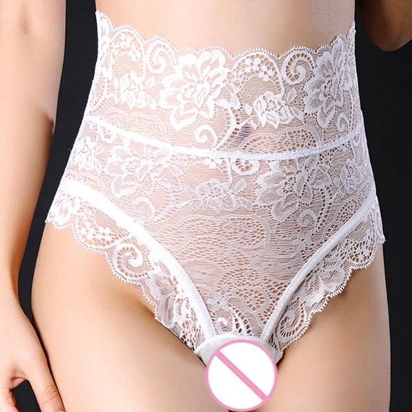 

women's panties thong g-string hollow out lace temptation high rise embroidery transparent solid color lot string femme 03*, Black;pink