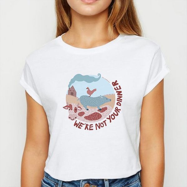 

vegetarian were not your women t shirts dinner ropa mujer spring summer fashion persionalized tee o neck, White