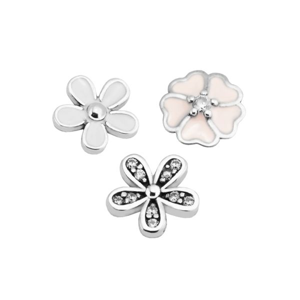 Weiblicher Papular-Schmuck, Poetic Blooms Petites-Medaillon-Charm, passend für Medaillon-Halsketten-Anhänger, Sterling-Silber-Schmuck-Charms Q0531