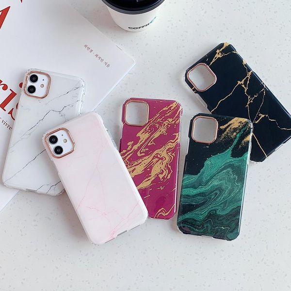 

luxury electroplating gold plated marble flower silicone soft tpu back cover phone cases for iphone 12 11 pro xr xs x 7 8 plus se 2020