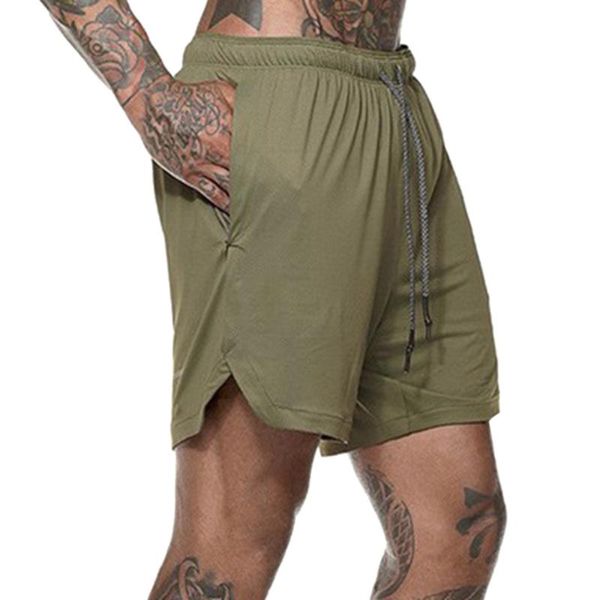 

men summer beach shorts casual double layer pant outdoor cycling pant workout loose drawstring sports fitness (size m,