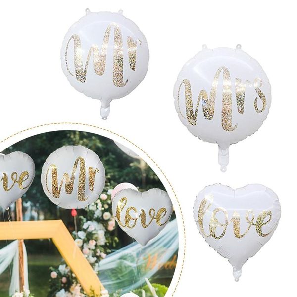 

party decoration mr&mrs white gold glitter print love decorative balloons bride to be marriage wedding valentine's day aniversary suppl