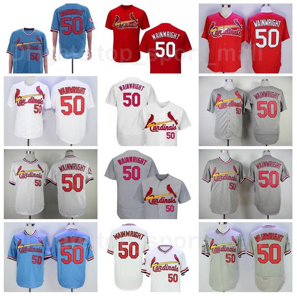 

retror 1978 1982 1985 vintage baseball 50 adam wainwright jersey men pullover retire red white blue beige grey stitched flexbase cool base, Blue;black