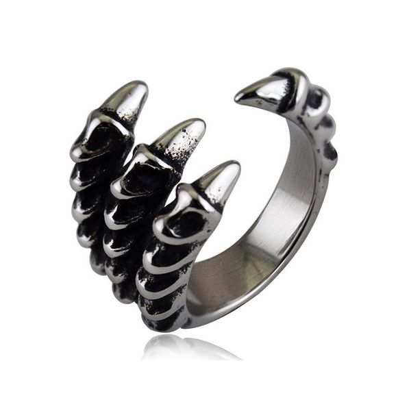 

cluster rings trendy silver color dragon claw open ring for women punk jewelry valentine's day gift 2021 stainless steel wedding band, Golden;silver