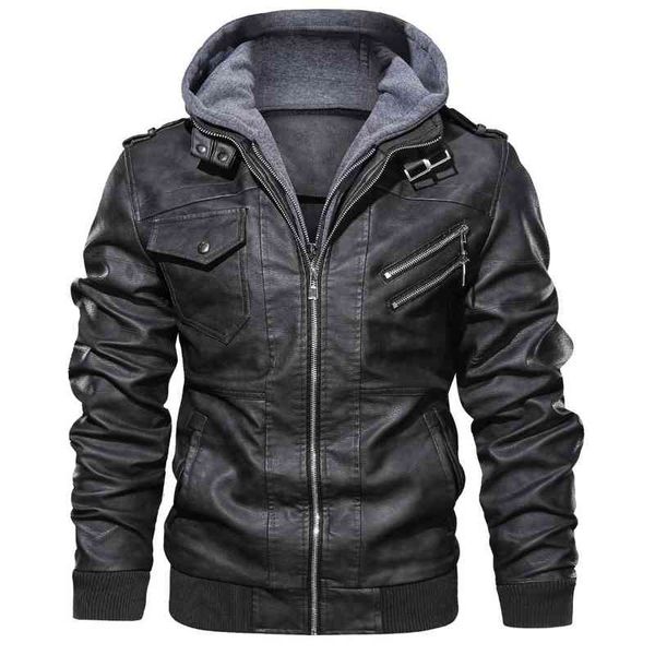 

men's casual leather et outdoor motorcycle coat, Black