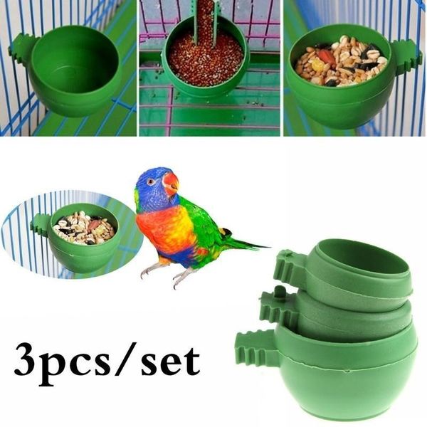 

3 pcs/set mini bird parrot water bowl feeder plastic pigeons birds cage sand cup feeding holder bird feeder