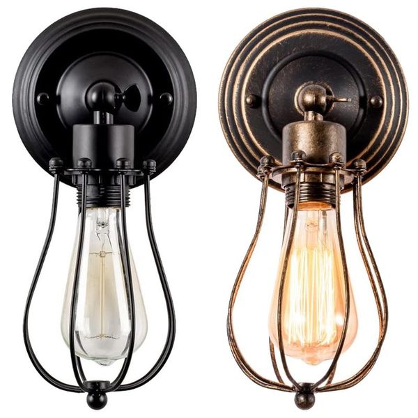 

wall lamp vintage light industrial shade adjustable rustic sconces metal cage indoor home retro lighting fixture led