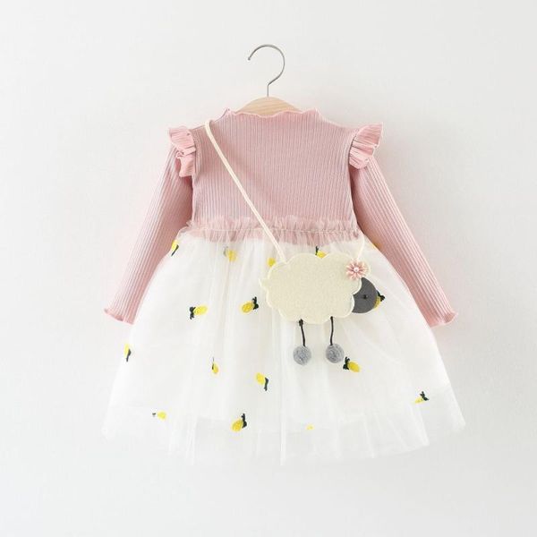 

girl's dresses children's clothing girls spring and autumn korean style long-sleeved western embroidered dress kids, Red;yellow