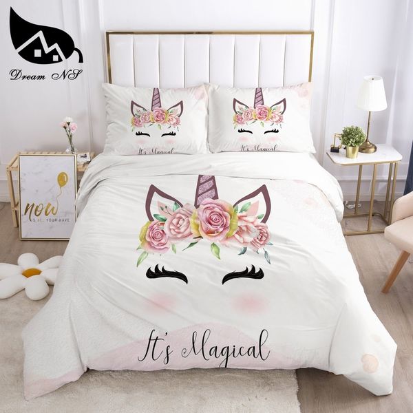 Мечта NS Sleep Unicorn Bedging Set Queen Bedding Home Textile Set BedClothes Rainbow Horse Dovet Cover Набор Juego de Cama 210309