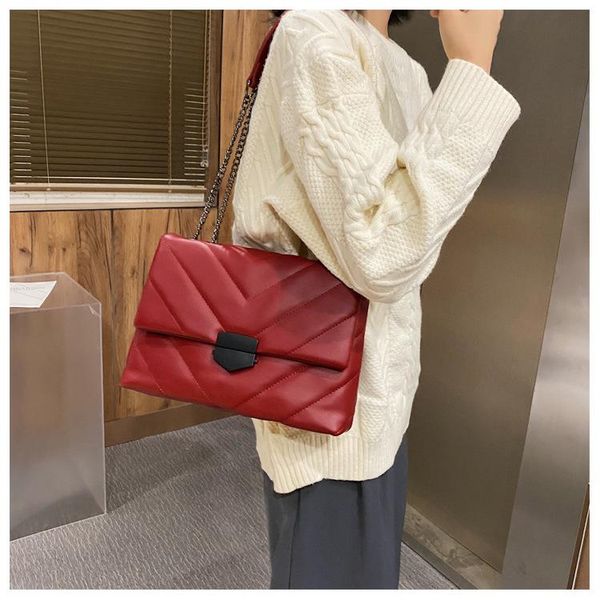 

evening bags fashion chain pu leather lady messenger bag large capacity rhombic solid color shoulder multifunctional