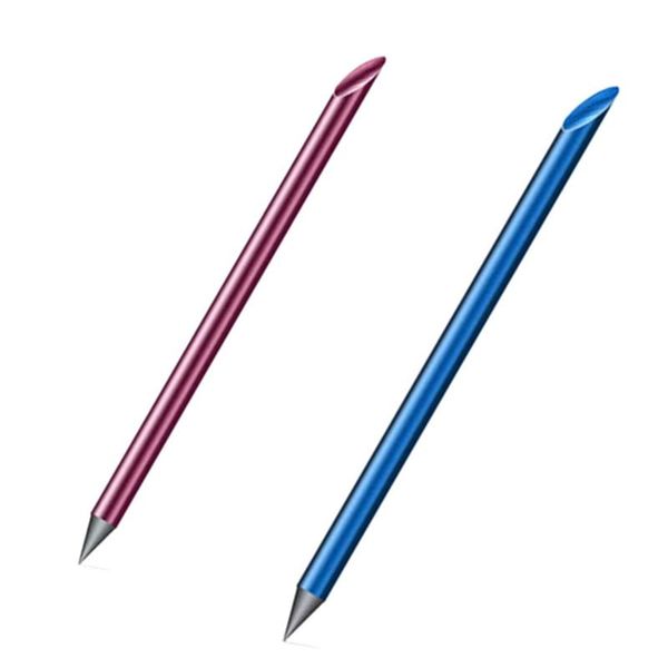 

2 pcs rose gold/blue novelty cool undead full metal fountain pen luxury eternal pen gift box inkless beta pens writing stati