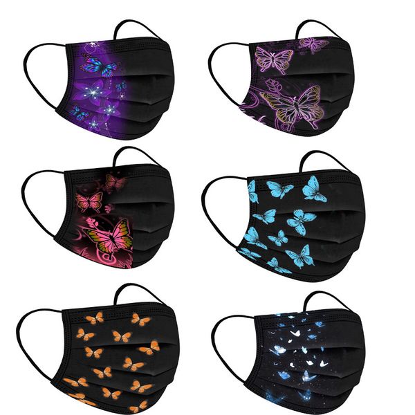 

custom logo butterfly positioning disposable three-layer melt blown black women's 10 color butterfly mask