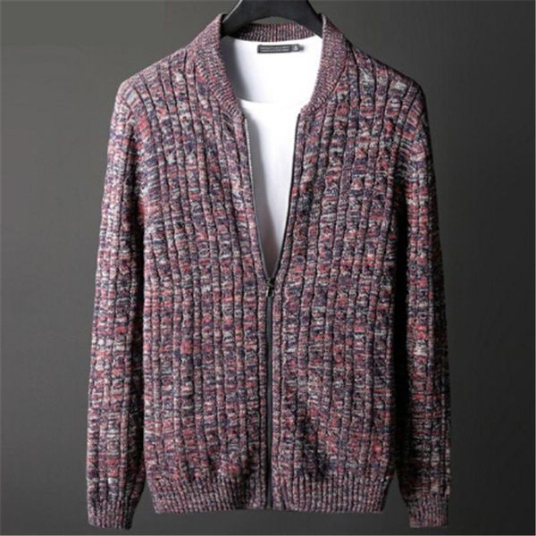 

95% cotton polyurethane elastic fiber new winter coat cardigan sweater knitted collar zipper leisure male tide computer q8ef, White;black