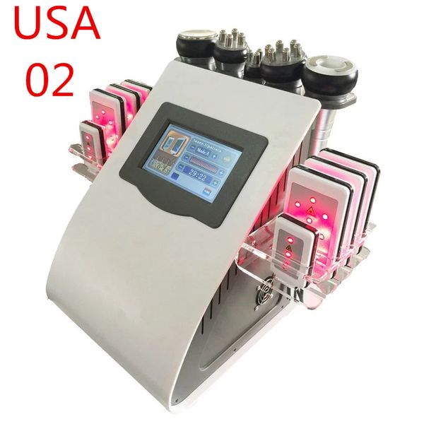 

usa new 6 in 140k ultrasonic liposuction cavitation 8 pad laser vacuum rf skin care salon slimming machine beauty equipment dhl