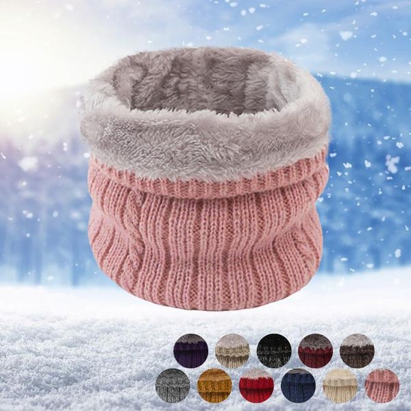 

cycling caps & masks hiking scarves casual women men winter ring scarf soft warm kids knitting neckerchief plus velvet neck, Black