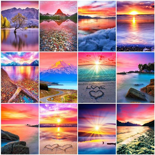 

diamond painting evershine embroidery sunset full square round seaside cross stitch landscape mosaic kits handmade gift