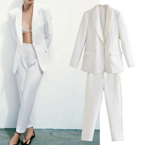 

women's two piece pants suit women blazer set, White