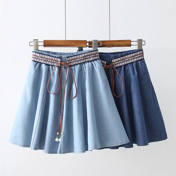 

spring summer lace up denim mini skirt for women nice falda pantalon mujer cotton blue skirt female short pleated skirts womens, Black
